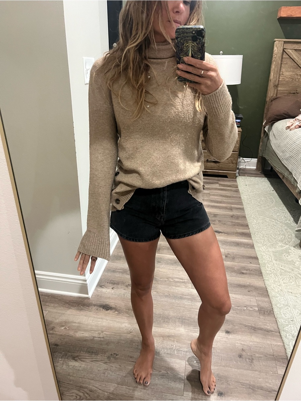 J.Crew Turtleneck Button-Side Sweater in Light Brown with button detail - Picture 4 of 5